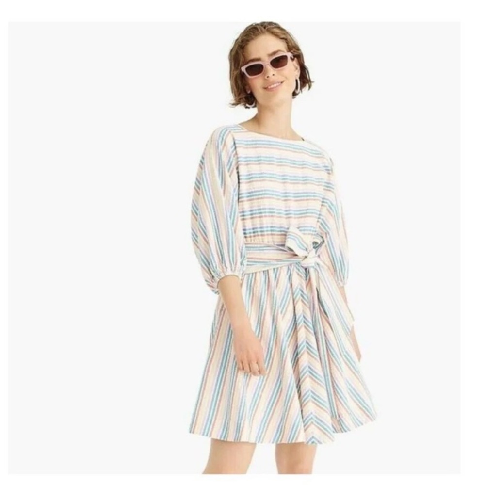 JCREW Pastel Rainbow Stripe Seersucker Batwing Dress